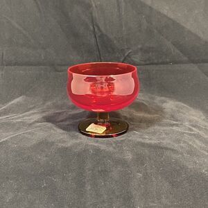 Vintage Block Capers Hearthstone Crystal Ruby Red  Amber Glass Sifter Portugal